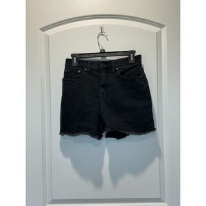 Madewell High Rise Denim Shorts Raw Hem Black Size 2